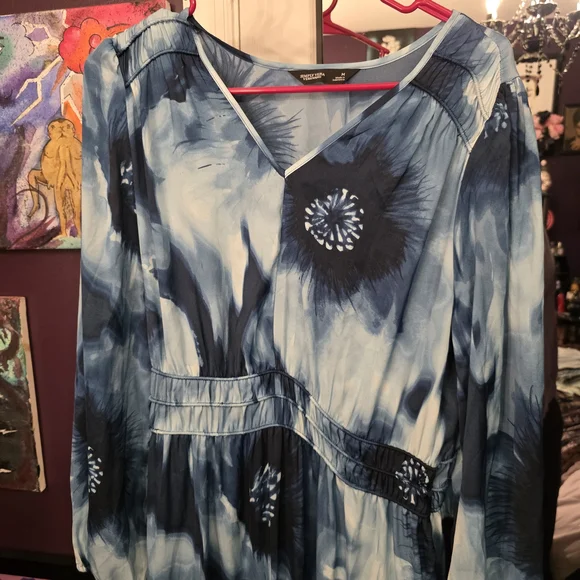 Simply Vera Vera Wang Blue Tie-Dye Tiered Maxi Dress • Boho Flowy • Size M - Picture 3 of 4